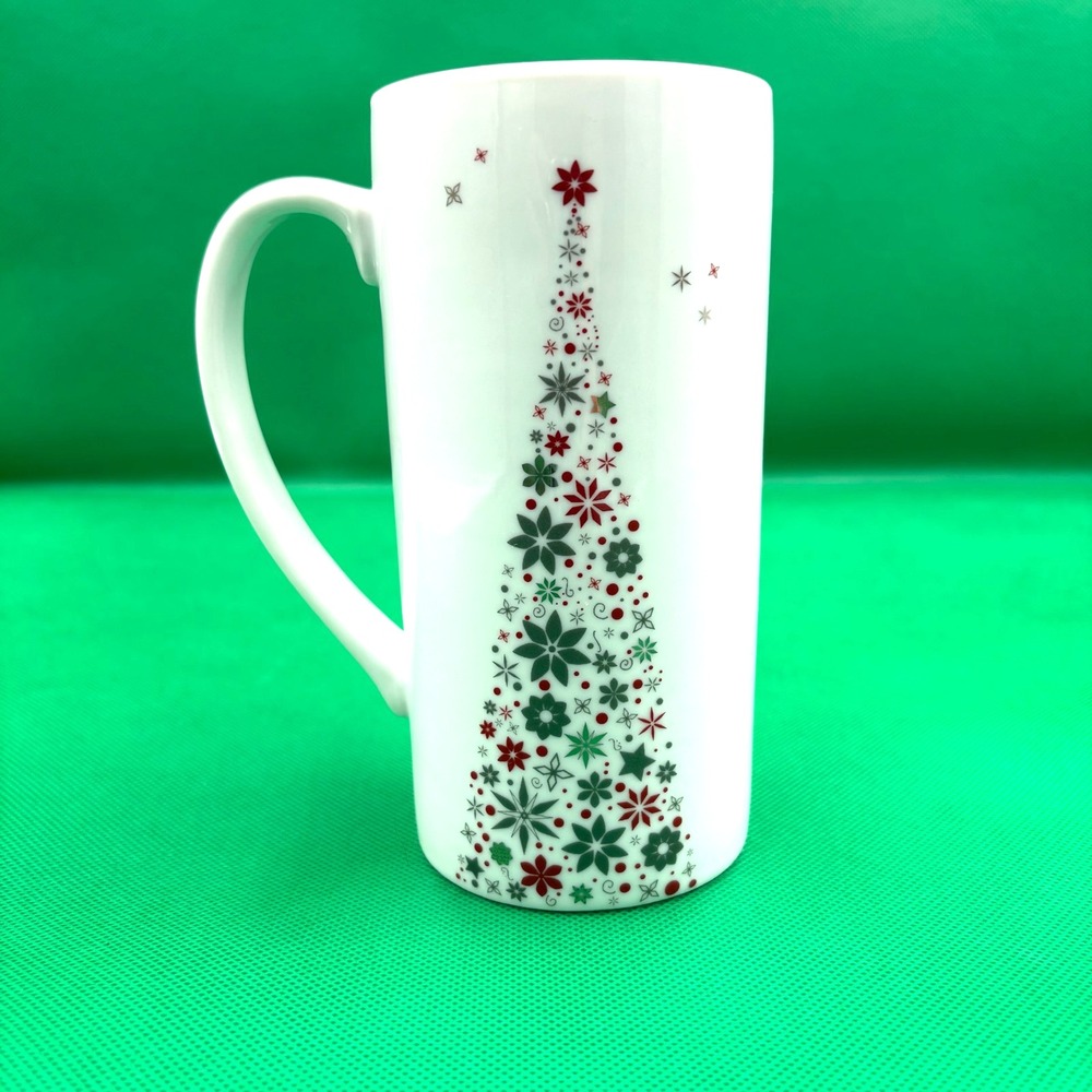 Food Network-‎ Holiday Christmas Tree Tall Mug Red, White, Silver, 16 oz